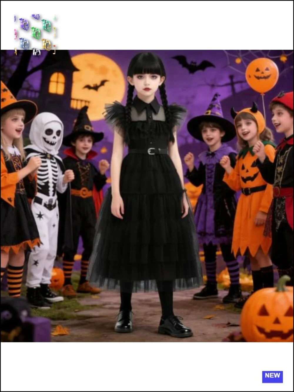 Kids Princess Halloween Costume Dress with Wig & Accessories